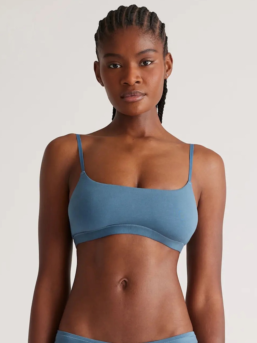 NWOT QUINCE 2 Pack Organic Cotton Scoop Bralettes Medium Ocean 0992
